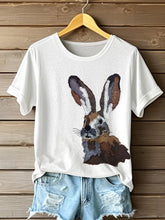 Frauen niedliches Häschen muster Patchwork-Kunst T-Shirt